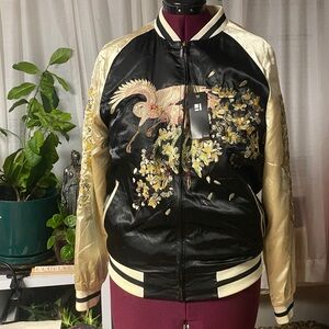 Standard Issue Embroidered Unisex Black Bomber Jacket